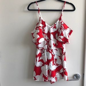 J.O.A. Akela Floral Print Romper. - Red - XS